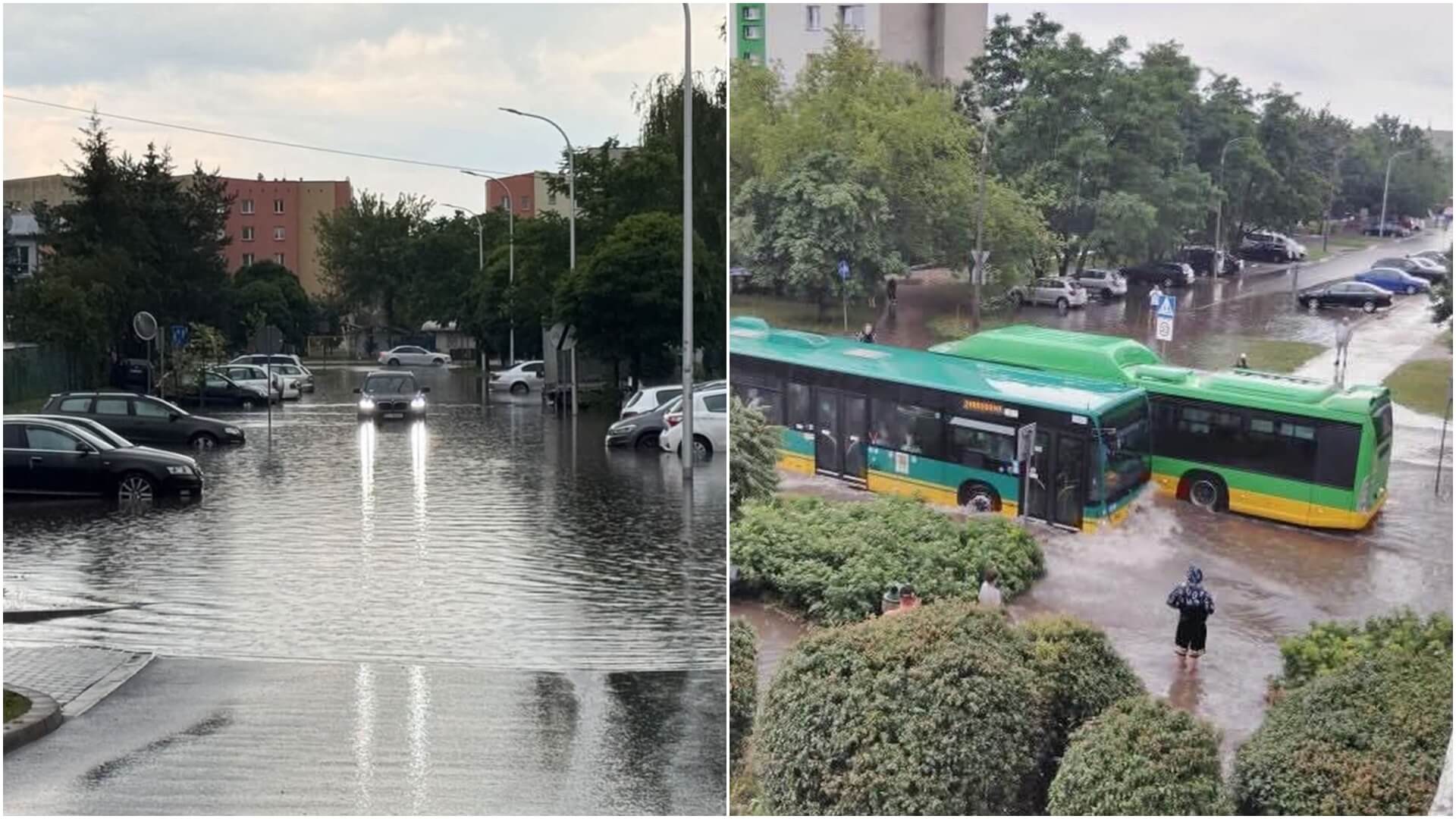 Intensywna ulewa nad Suwałkami. Zalane ulice, piwnice i garaże [zdjęcia, wideo]