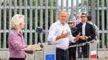 Ursula von der Leyen i Donald Tusk na granicy polsko-białoruskiej, 31.08.2025, fot. Joanna Szubzda