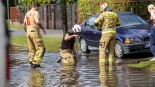 Zalane ulice w Łomży po gwałtownym deszczu, 19.07.2025, fot. Paweł Wądołowski