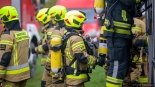 Ćwiczenia strażaków w Skansenie Kurpiowskim, 10.10.2024, fot. Paweł Wądołowski